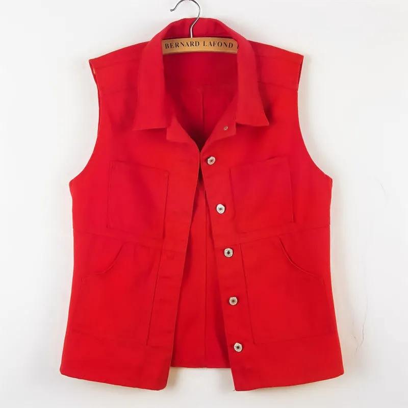 Mittlere Länge Jeansweste Frauen Frühling Herbst Slim Jeans Weste Jacken Weibliche Casual Ärmellose Westen Cowboy Mantel Tops