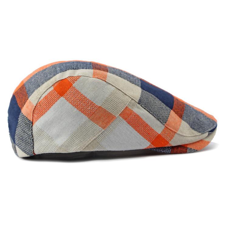 Men Women's Beret Plaid Cap Vintage Paintwork Hat
