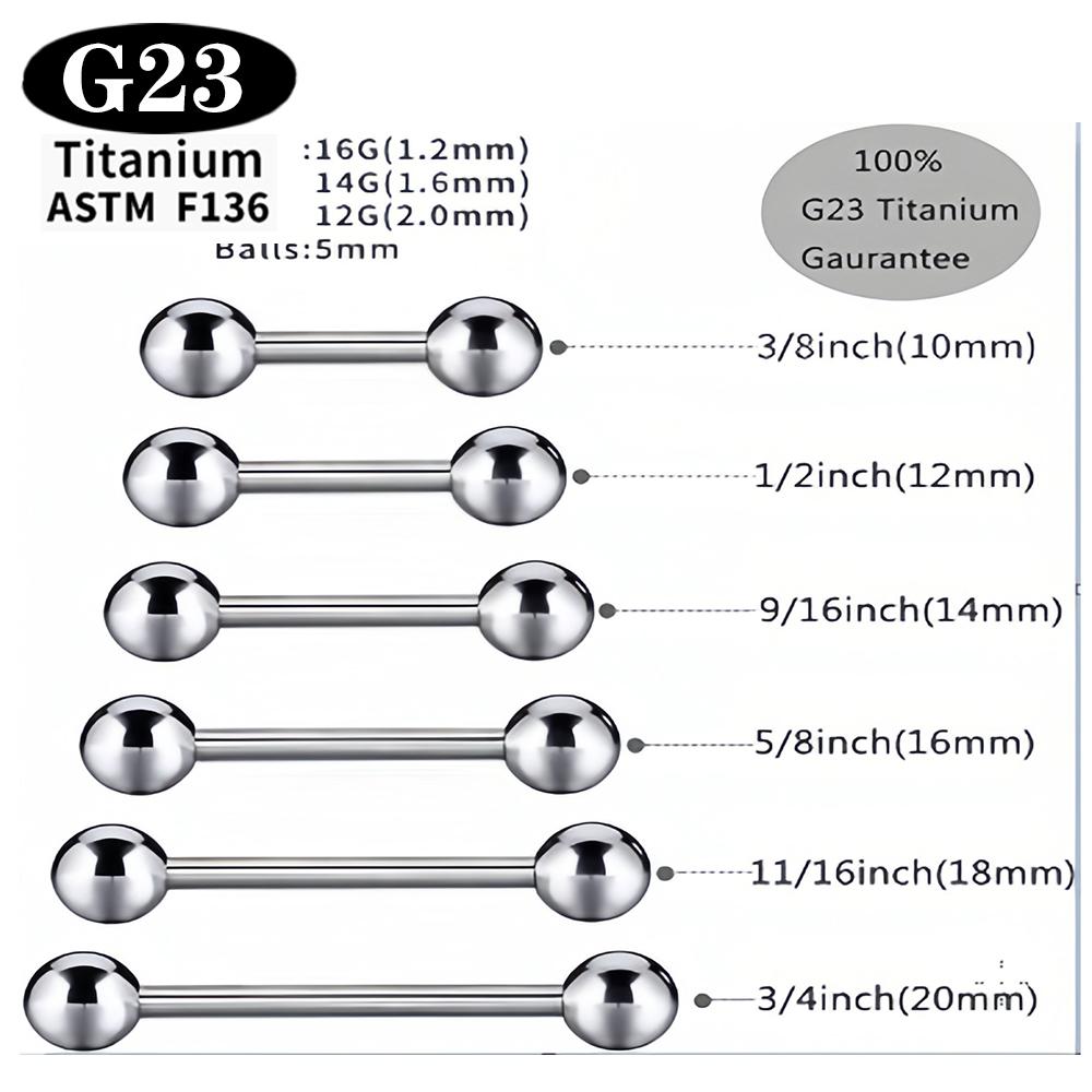 Implantatgrad Titan ASTM F136 Innengewinde Gerade Barbells Zungenring Ohrringe Piercing Schmuck Stange 2/5/50 Stück/Los