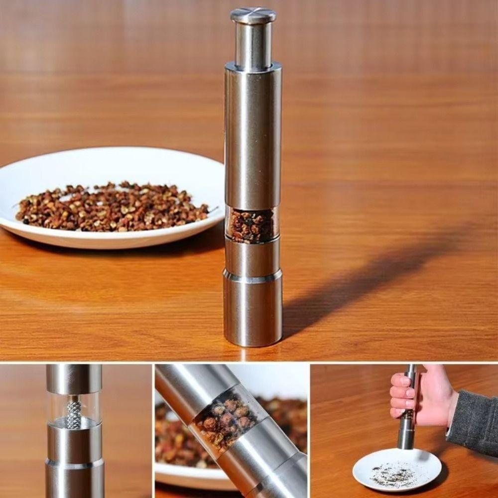 Thumb Push Button Pepper Grinder Stainless Steel Thumb Push Grinder Barbecue Seasoning