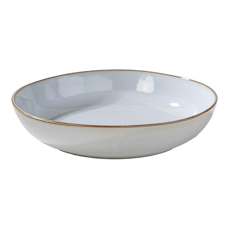 Japanese-Style Stroke Ceramic Large Bowl Creative Tableware Shallow Bowl Home Restaurant Vegetable Bowl Noodle Bowl Fruit Salad Bowl