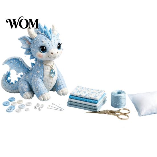 Meeres-Tier-Zubehör-Set DIY Patchwork-Puppe-Set, Handgemachtes Wichtel-Nähset Stoff für Heimdekoration, Stoff-Cartoon-Drachen-Bastelset Anfänger Dekorativ