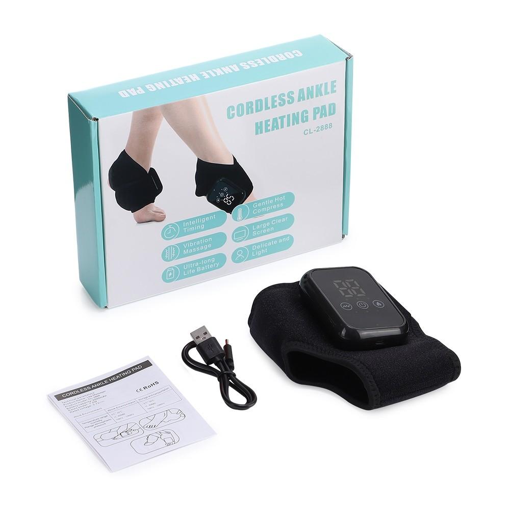 Ankle Joint Therapy Device Wireless Ankle Heating Pad Pain Relief Ankle Heating Massager Universal Foot Ankle Massager Black-Single Pack