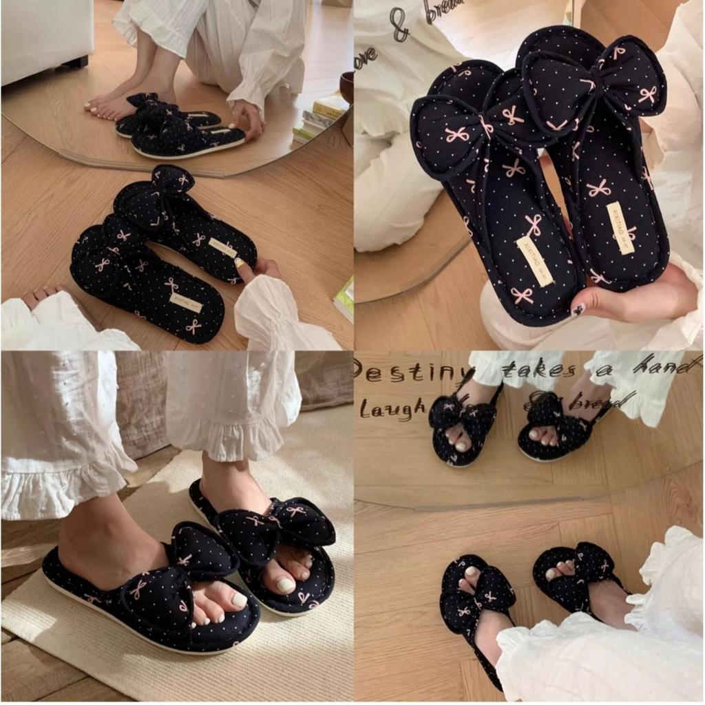 Ladies, Bows, Linen Slippers, Indoor Slippers, Casual Slippers, Comfortable, Cotton and Linen, Floor Shoes