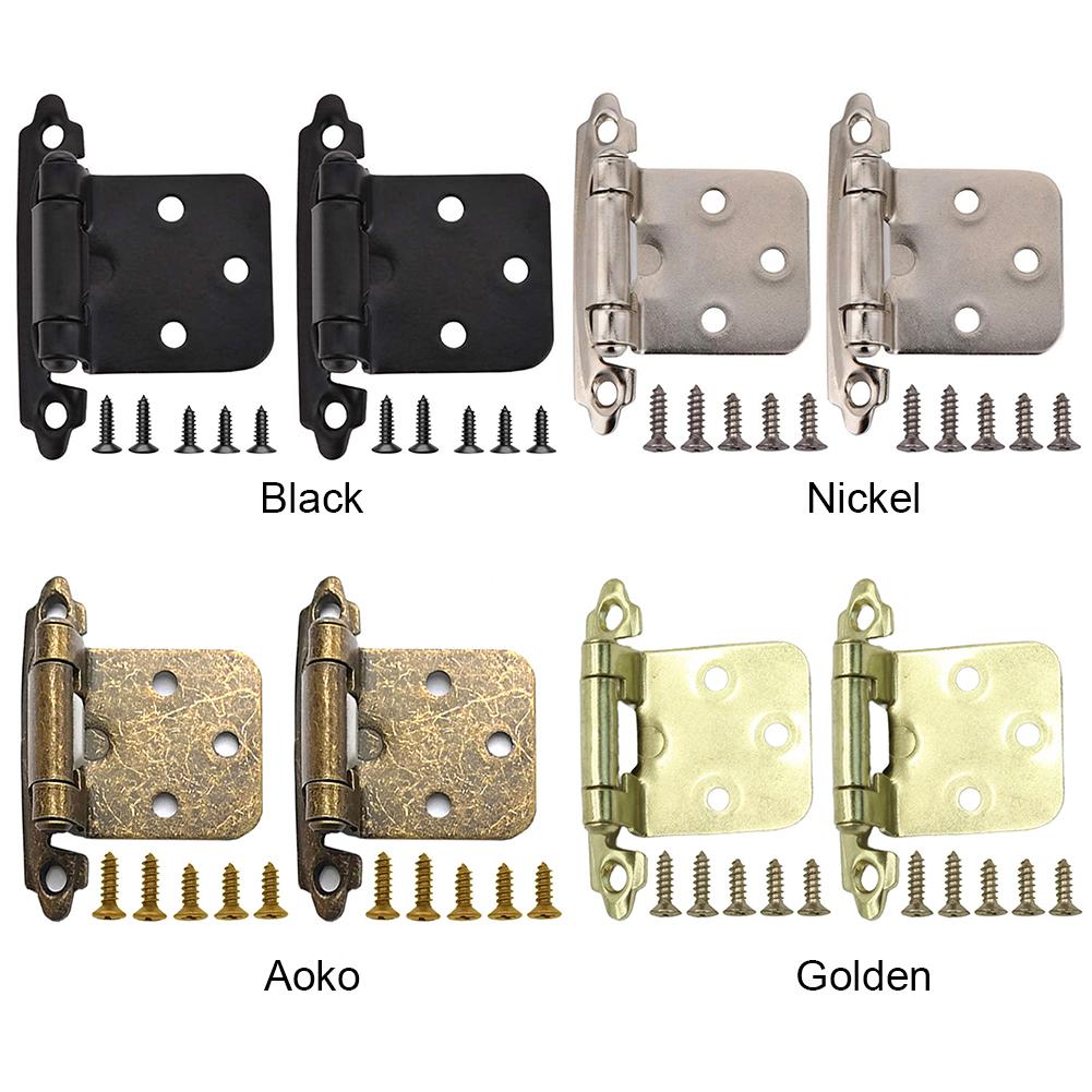 2Pcs Overlay Cabinet Door Flush Hinges with Screws Self Closing Door Hinge Furniture Hardware