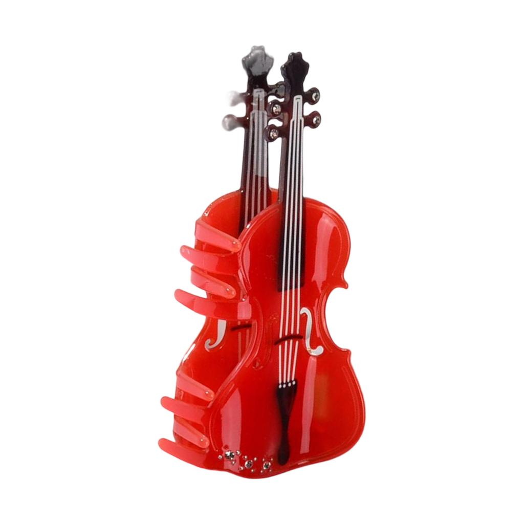 Elegant Violin Hair Clip With Wood Grain Finish Acetate Material For Women Girls Daily Use And Music Themed Events