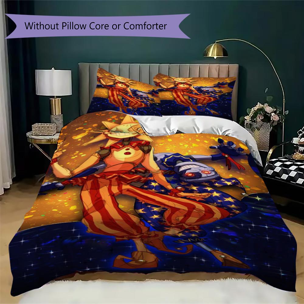 Sun & Moon Jester Anime Print Pattern Bedding,Quilt Set Quilt Cover Pillowcase Home Birthday Gift (1*duvet cover+2*pillowcase,without core)ZSJT0917373