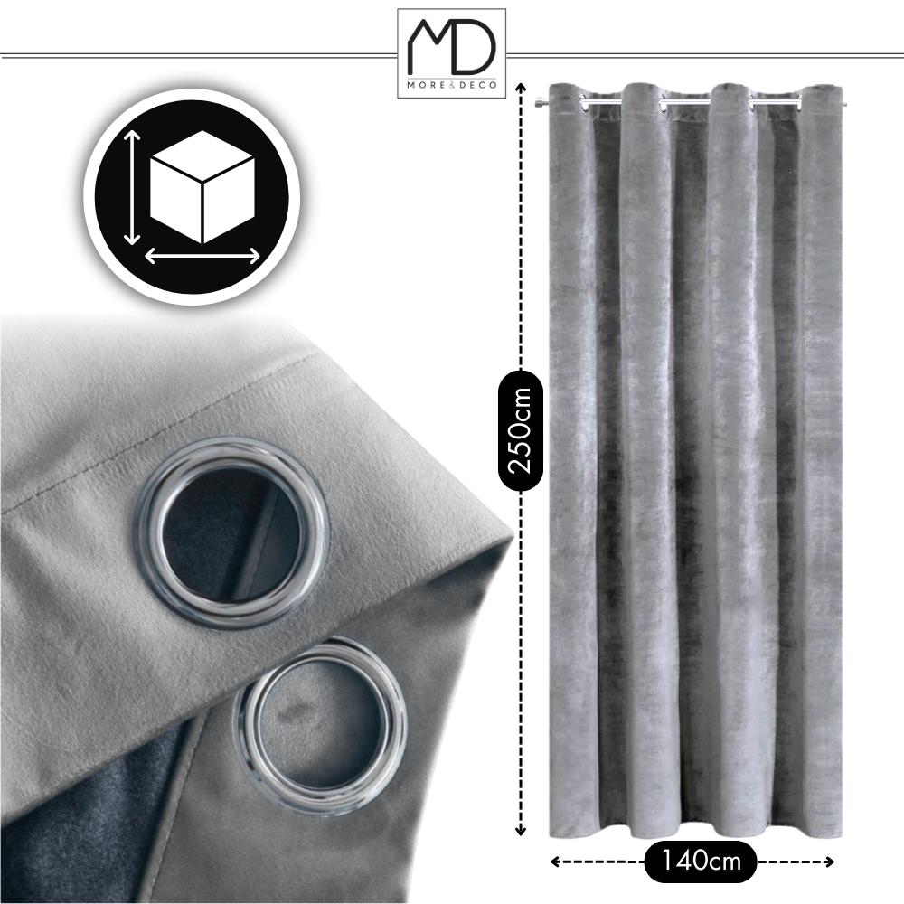 Blackout Curtain 250X140 With Eyelets, Grey Velvet, Thick