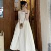 Summer new Korean women's clothing coffee break French white sleeveless dress small slim temperament vest long dress