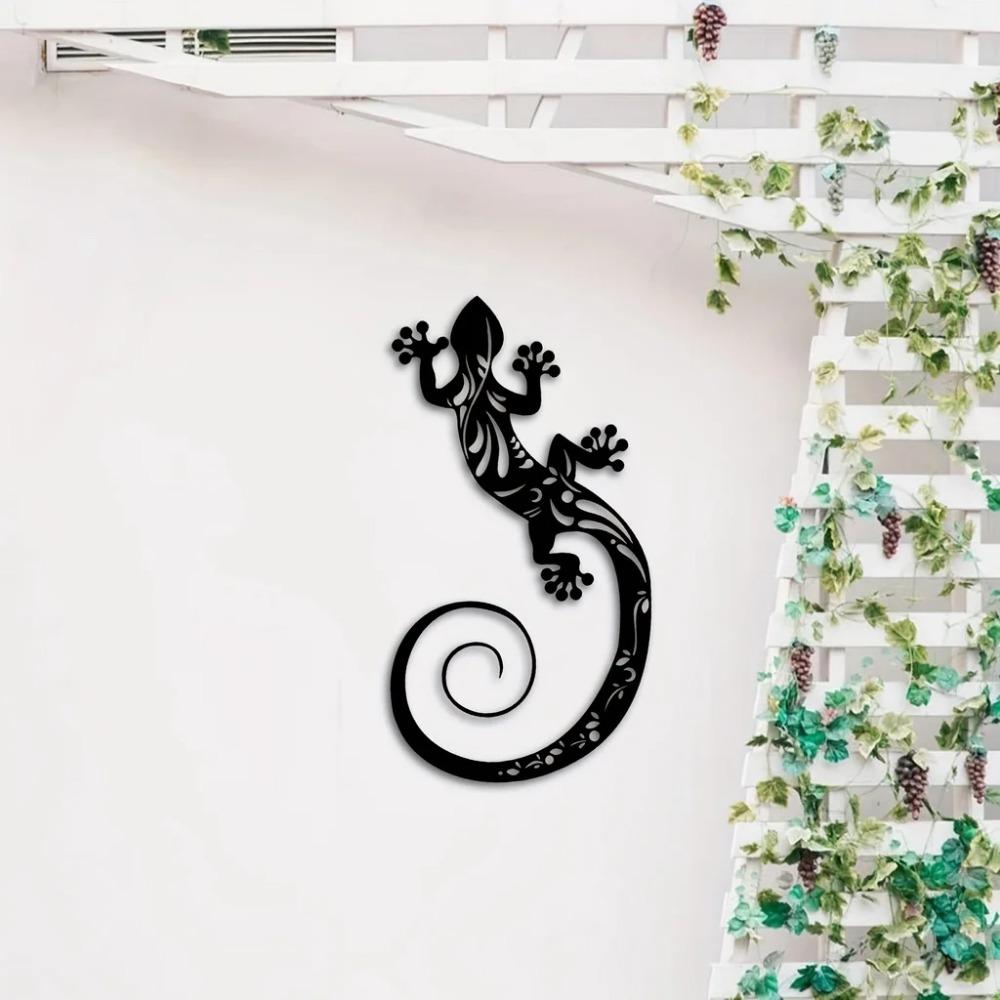 1pc 2D Lizard Metal Wall Art - Eye-Catching Home Decor for Living Room, Bedroom, and Office Wall Decor Metal Wall Hanging