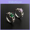 Bague réglable unique en argent S925 vintage avec pierres de zircon violettes et vertes pour femmes à la mode
