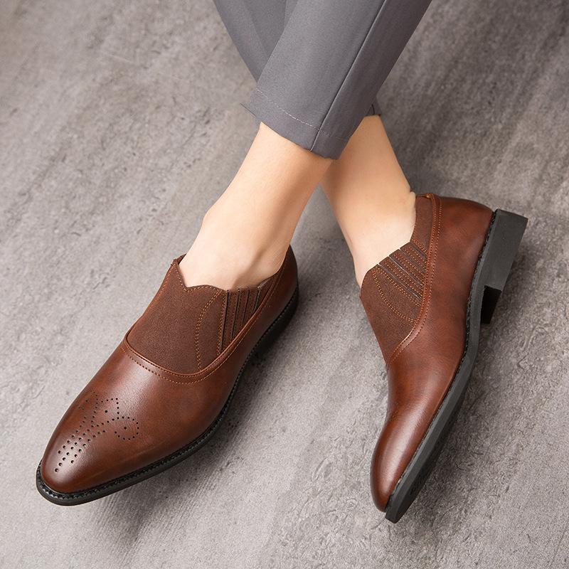 Luxury Brand Leather Fashion Men Business Dress Loafers Pointy Black Shoes Oxford Breathable Formal Wedding Shoes Zapatos Hombre
