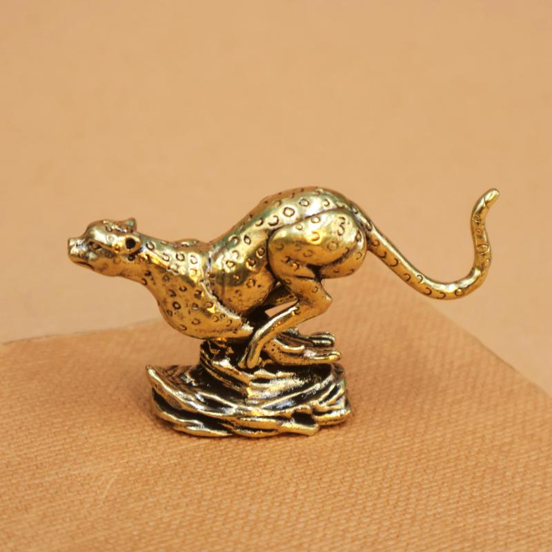 Socha Geparda Stolní Ozdoby Pevný Kov Zvíře Leopard Figurky Miniatury Domácí Dekorace Řemesla Dětské Dárky
