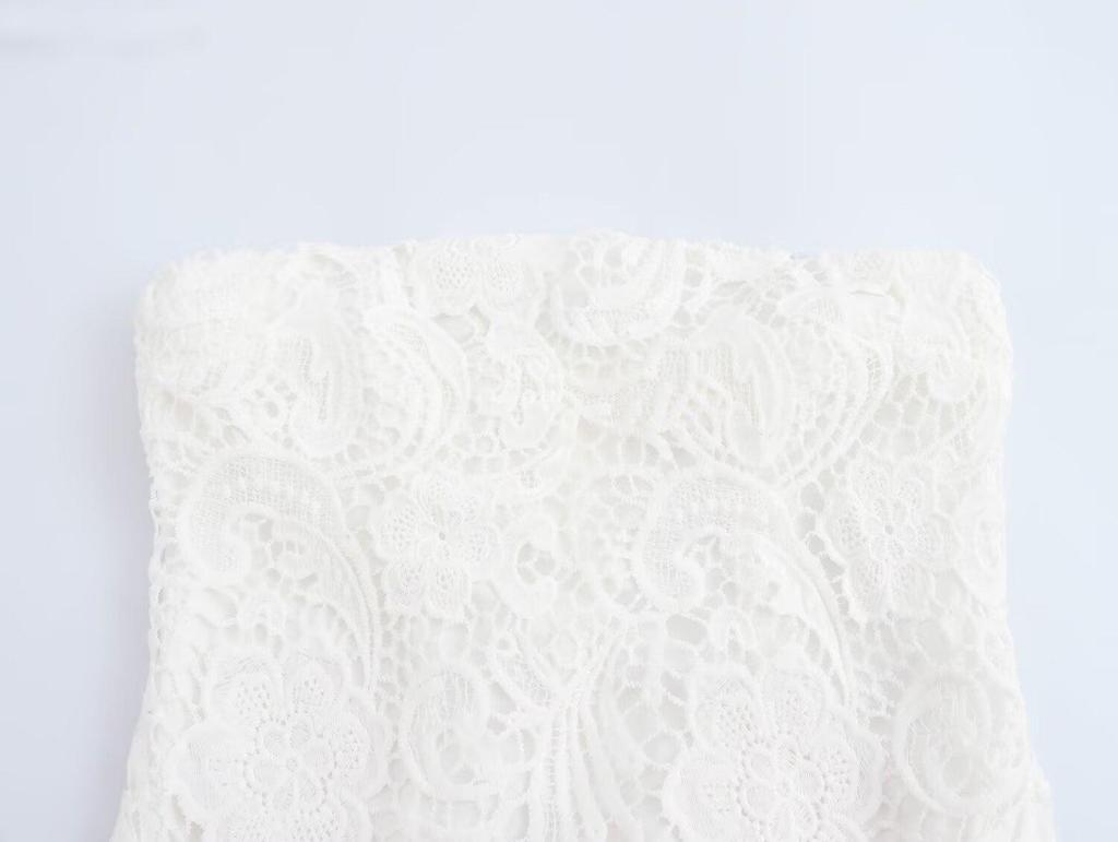 2024 Winter Women's European & American Style Lace Strapless Slim Dress
