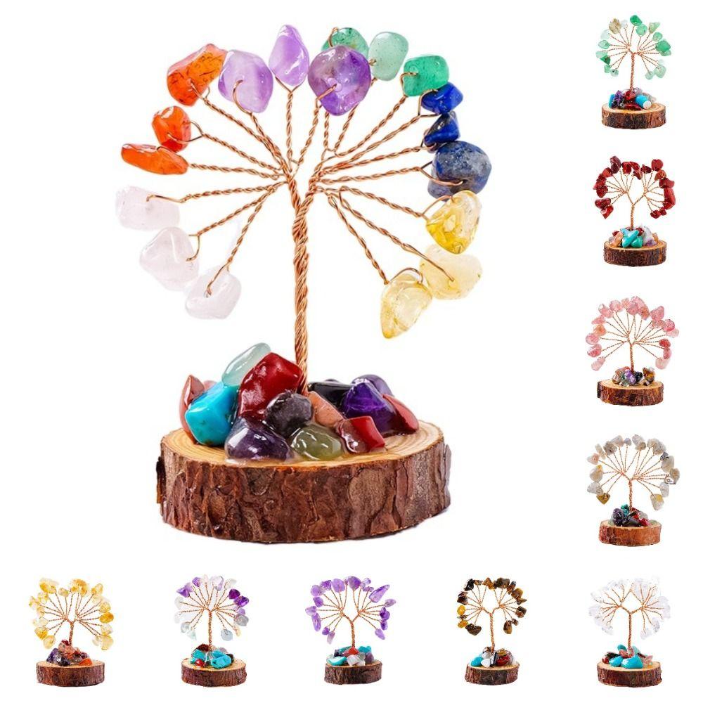 Copper Wire Crystal Wishing Tree Positive Energy Crystal Decorative Trees  Desk