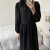 Mizqz Women Loose Fit Autumn Wrinkle Long Dress 4 Colors