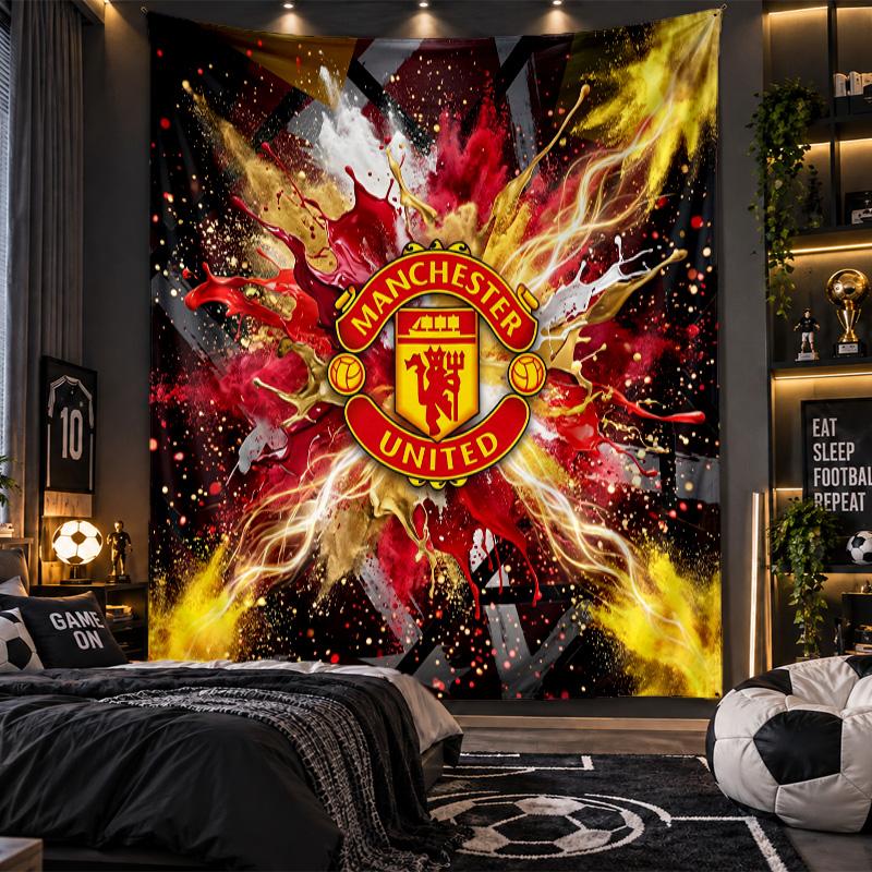 Arazzo da Appendere alla Parete Stampa Manchester United Tessuto per Soggiorno Camera da Letto Decorazione per la Casa