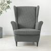 Solid Color Sloping King Back Chair Covers Elastic Polar Fleece Wing Chairs Cover with Seat Cushion Cover Furniture Protector