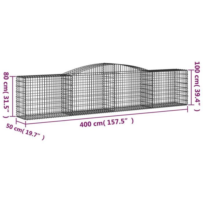 VidaXL 20x Paniers à Gabions Arqués Cages à Gabions Arquées Murs de Gabion Barrières de Jardin Terrasse Extérieur 3146993