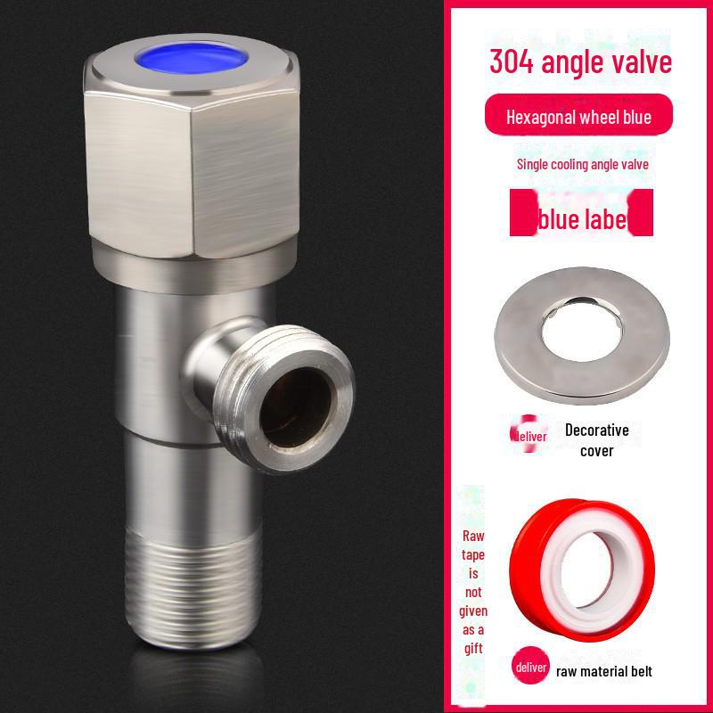 All-Copper Triangular 4-Point Valve: 304 Stainless Steel, Hot/Cold Water Heater, Three-Way Inlet, Dual Outlet Stop Valve