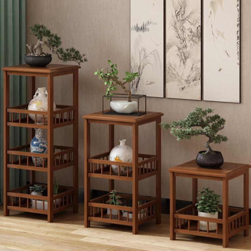 Chinese Style Floor Standing Plant Rack Non-Solid Wood Modern Indoor Pot Holder Balcony Elegant Greenery Display Shelf