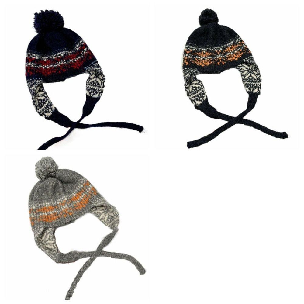 Jacquard Ear Protection Cap Y2k Women Wool Cap Cute Knitted Beanies Caps  Girls