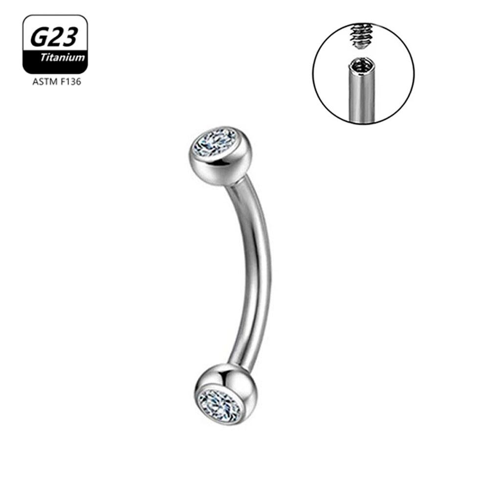 1/5/50 szt. Tytan G23 ASTM-F136 Piercingi Brwi kolczyk cyrkonia Gwint wewnętrzny Brwi Ciało Cyrkonia Hurt
