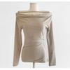 Korean Dongdaemun 2024 Women's Sexy One-Shoulder Slit Slim T-Shirt, Long-Sleeved & Feminine