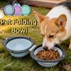 Food Grade Pet Folding Bowl Portable Pet Food Water Feeding Tray  Cat and Dog Use
