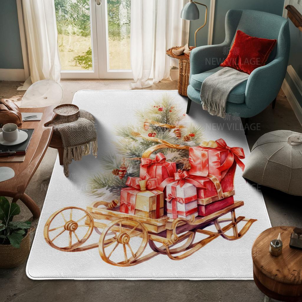House Entrance Carpet Home Door Mat Living Room Bath Foot Bathroom Non-slip Water Absorption Rugs Bath Merry Christmas Winter