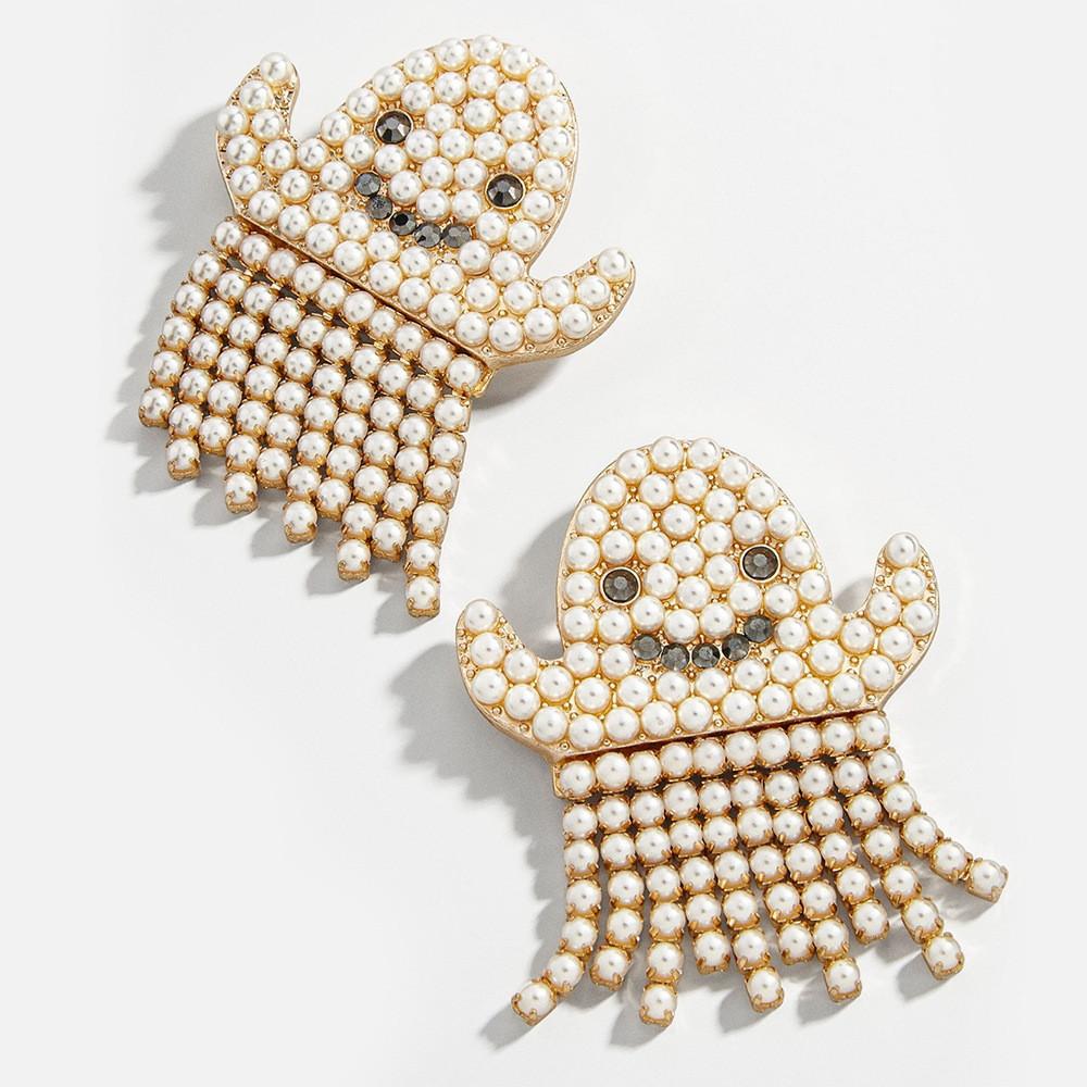 Beautiful Pearl Alloy Ghost Earrings Suited For Festivals And Anniversaries