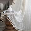 Nordic Beige Geometric Floral Lace Curtain Fabric for Living Room and Bedroom