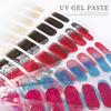 16Tips UV Semi-Cured Gel Nail Art Stickers Combo Pack Glitter High-Gloss Water-Proof Polish Wraps Full Cover Manicure Nails