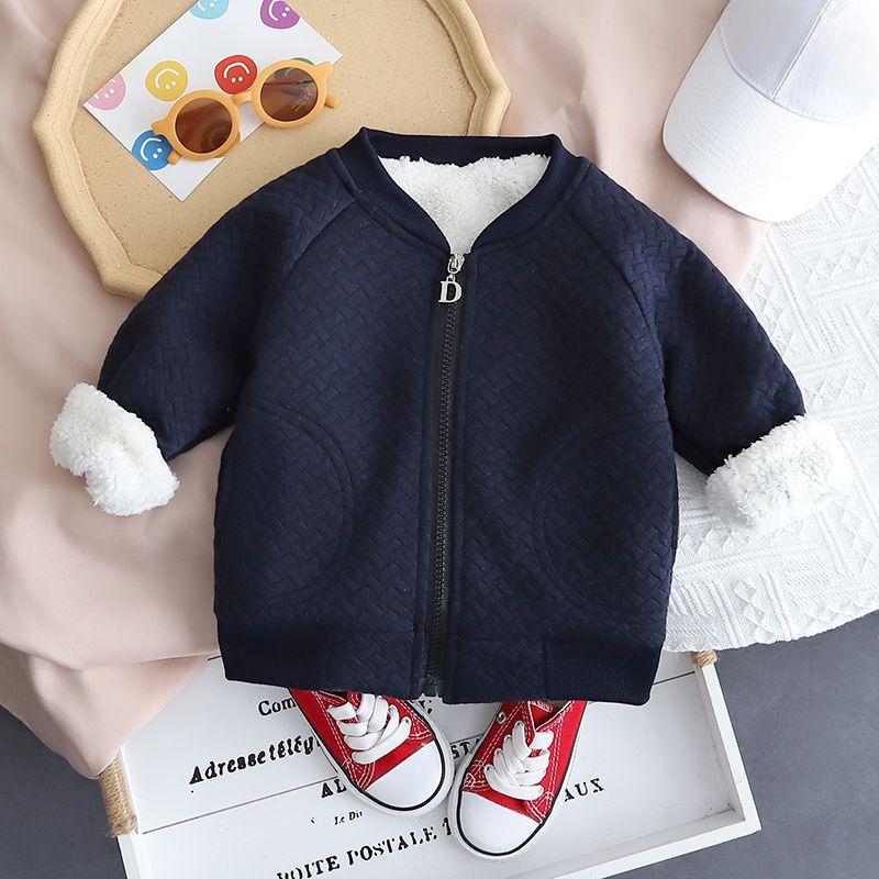 

Autumn and Winter Children s Clothing, Velvet Baseball Jacket, Autumn and Winter Jacket, Korean Version Short for Boys and Girls 80 чорний