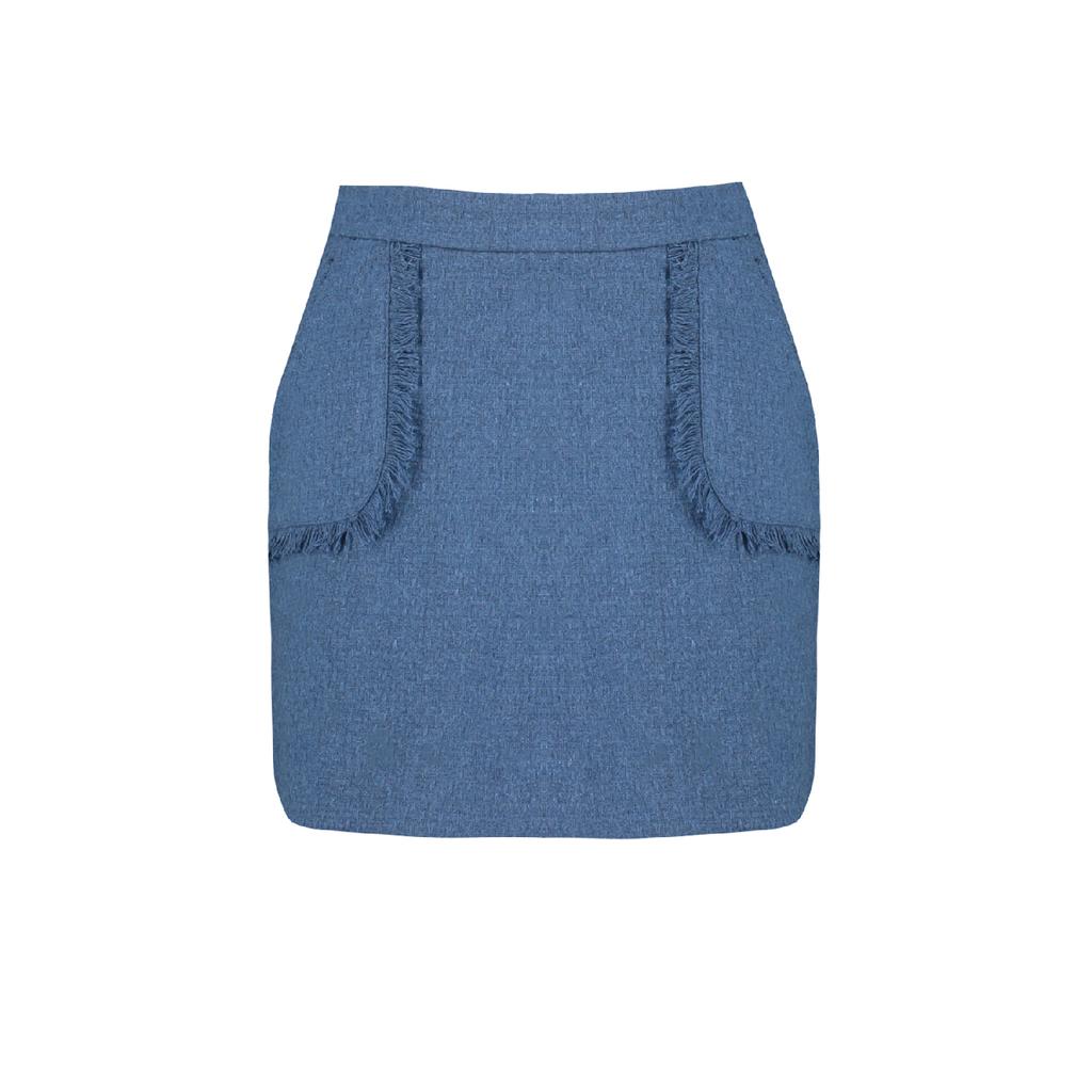 Detailní mini tkaná sukně z Indigo Tweed Fabric Tweed Twoaw24et00204