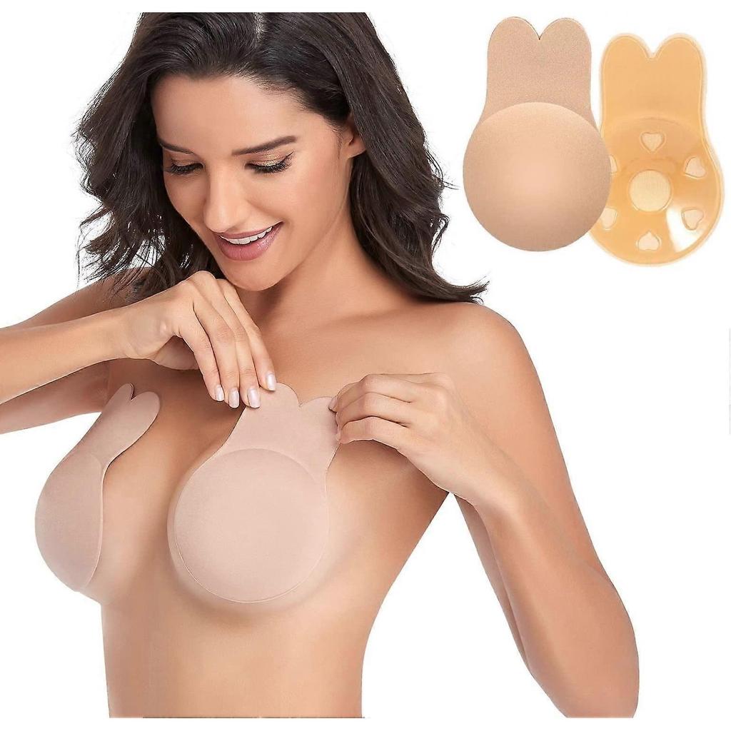 4PCS Push Up Sticky Bras for Women, Backless Invisible Bra Adhesive Bra Breast Lift Tape Reusable Nipple Covers