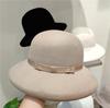 Autumn Winter 100% Wool Hat Bell Hat Women's French Elegant Retro Hepburn Autumn and Winter Celebrity Pearl Wool Felt Bucket Hat