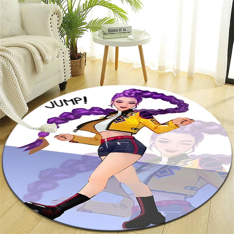 1pc KPop Demon Hunters RUMI2 Design Printed Area Round Carpet for Bedroom Living Room Home Decor Rugs Mat Non Slip Mat Rug for Bedside