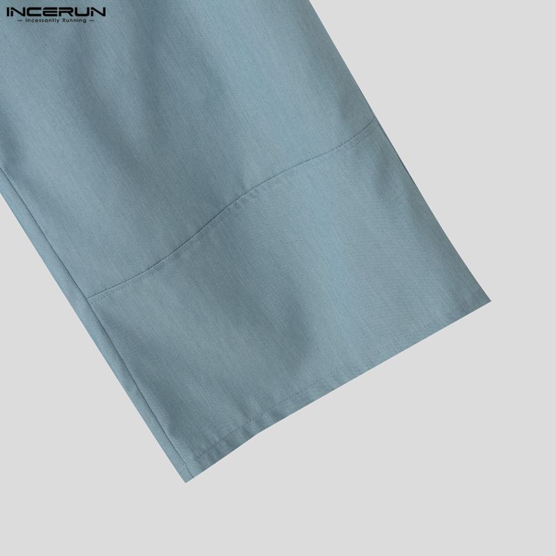 INCERUN Pánské ležérní šněrovací kalhoty s dlouhými širokými nohavicemi a obmotáváním v pase