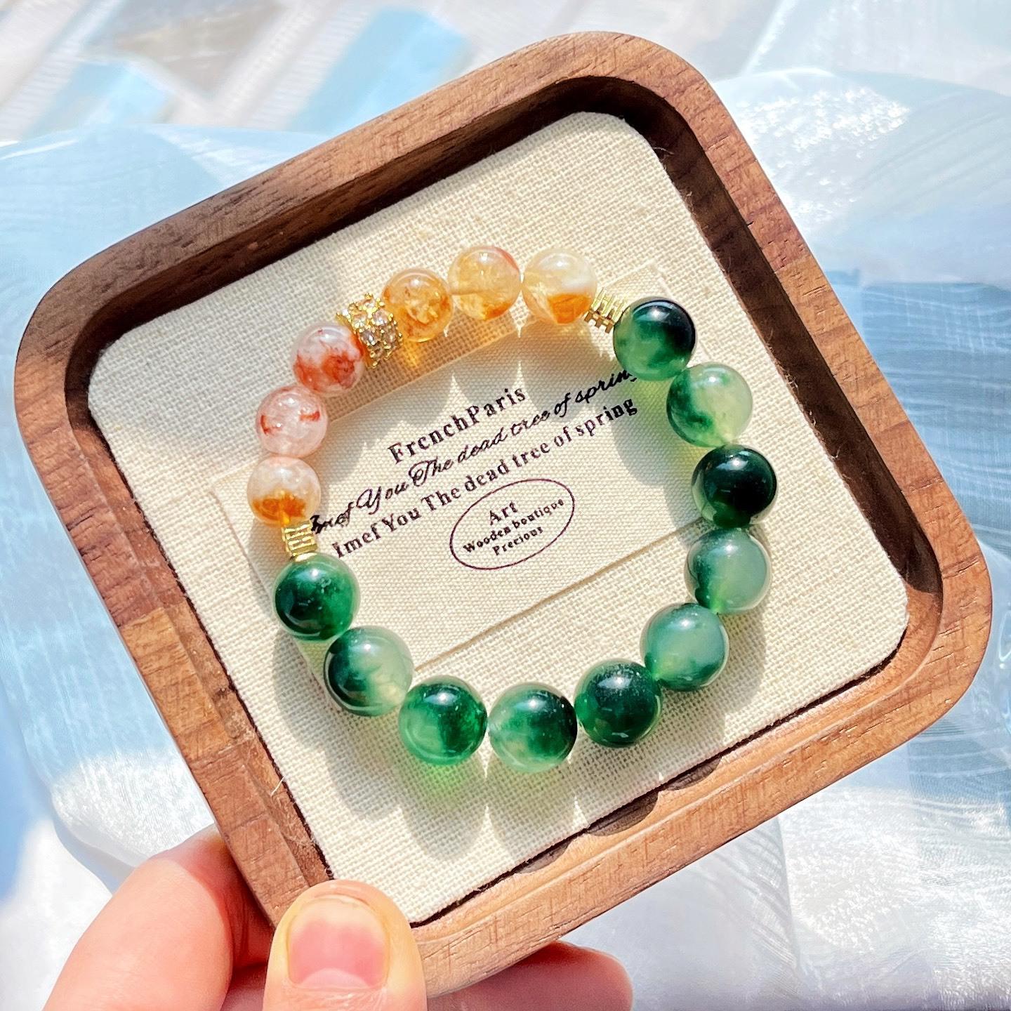 Aquatic Agate Quartz Rock Natural Honey Milk Cover Citrine Design Bracelet Bracelet