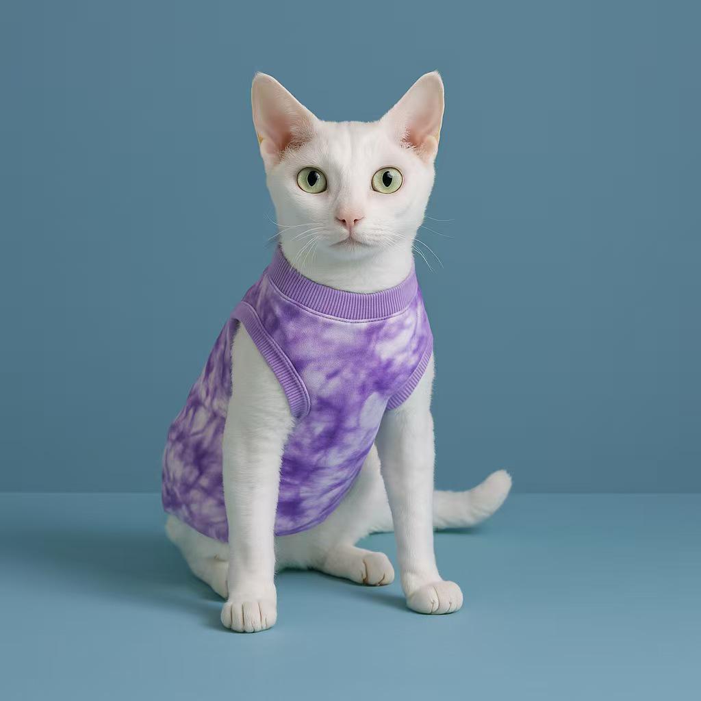 Combinaison Post-Op Stérilisation pour Chat - Anti-léchage, Anti-grattage, Douce, Confortable, Ajustée, Ensemble Couleur Unie pour Chats en Sevrage