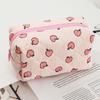 Quilted Cosmetic Pouch Soft Zippered Cute Peach Cherry Toiletry Bag Travel Makeup Bag Portable Organizer