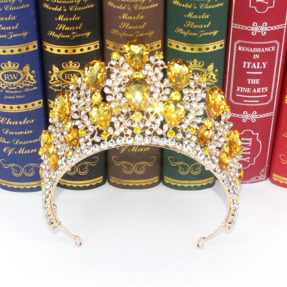 New Fashionable Alloy Rhinestone Red Green Crown Wedding Crown Bride Crown Tiaras