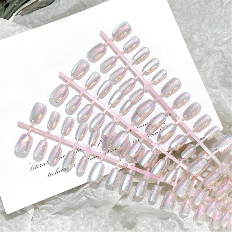 Französische Falsche Nägel Aufklebbare Nägel Kurz Quadratisch Farbverlauf Press-on Nägel DIY Kunst Zubehör Display für Persönlichen Stil