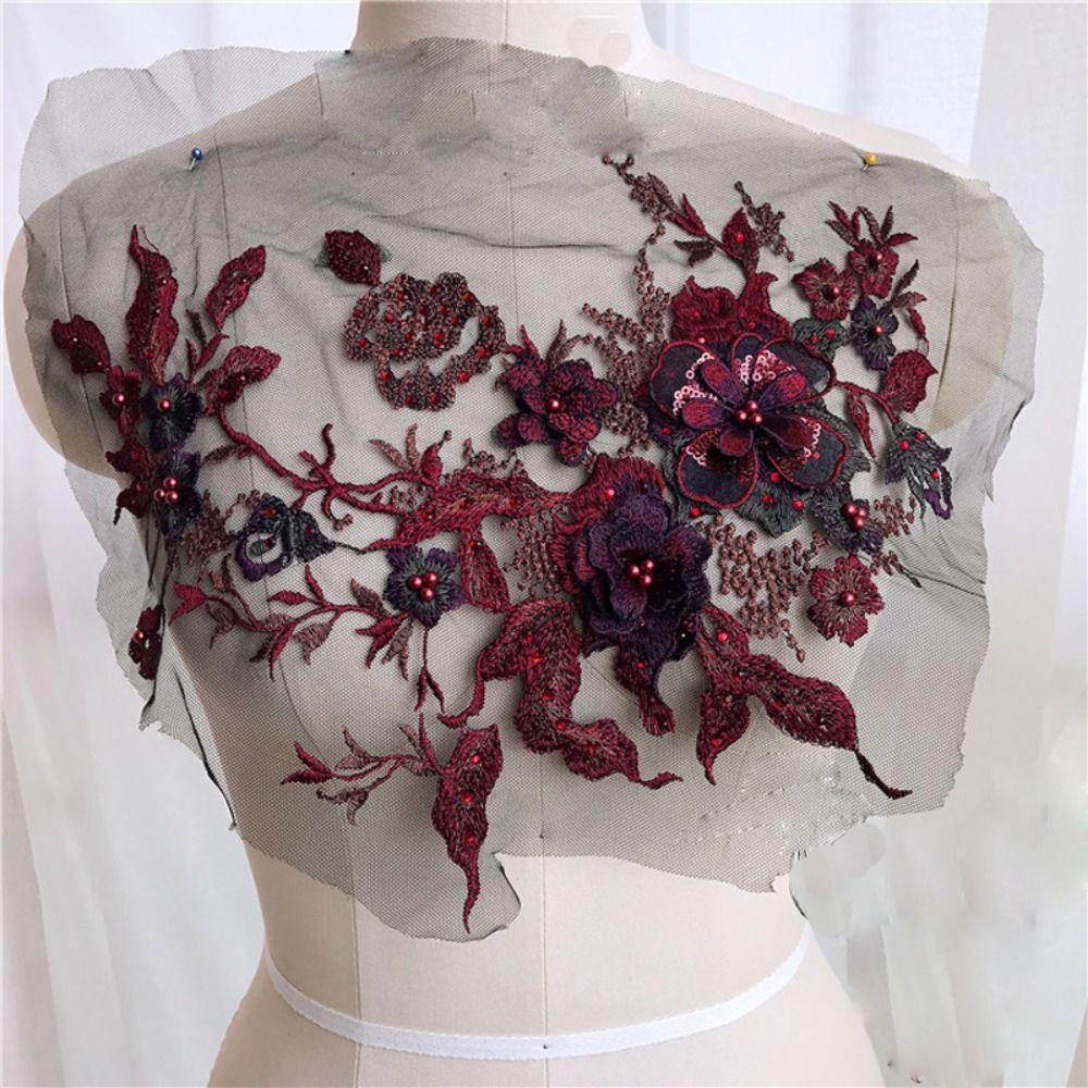 

Платье Пайетки Шитье DIY 3D Аппликации Цветы Бисерные Ткани Кружевные Ткани Патч Вышивка Аппликация