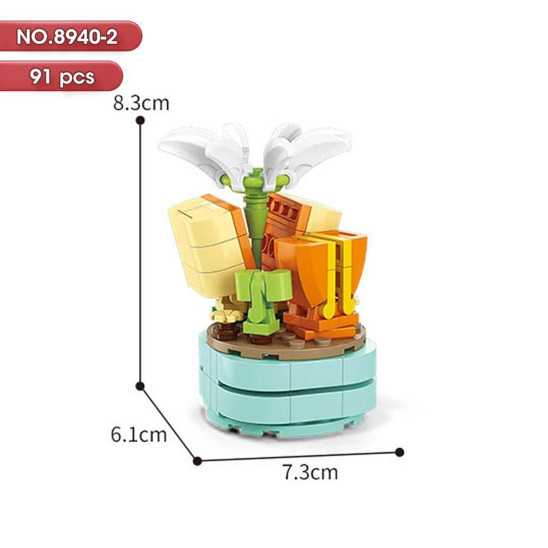 New Flowers Succulents Building Blocks Everlasting Bonsai Tree Gardens Romantic Girls Bricks Potted Plants Hot Model Kids Toys