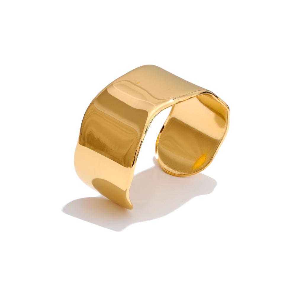 

Yhpup 63mm Minimalist Glossy Stainless Steel Polished Wide Cuff Bracelet Bangle PVD Plated Statement Open Wrist Jewellery New