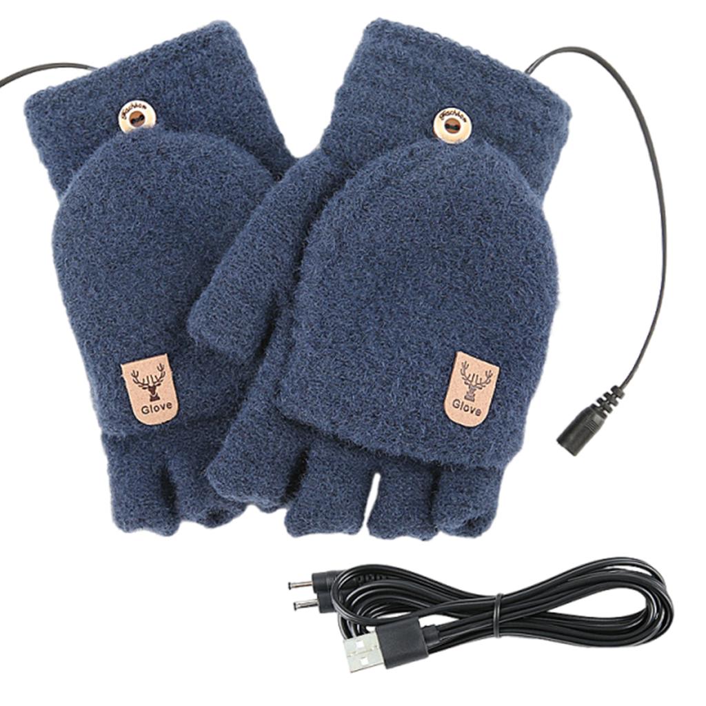 Electric Heated Gloves Outdoor Heating Thermal Glove Winter Windproof Heated Glove Half-Finger Thermal Gloves For Camping Hiking