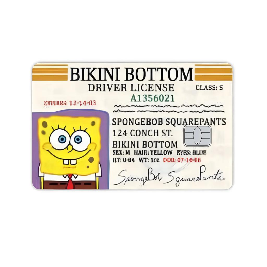 Name Spongebob Card Sticker Diy Kawaii Decor Exquisite Bank Cards Student Study Supplies Decals Patch Documents Birthday Gift