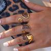 European & American Autumn/Winter Yellow Leopard Print Metal Ring Jewelry with Irregular Hollow Fashion Design